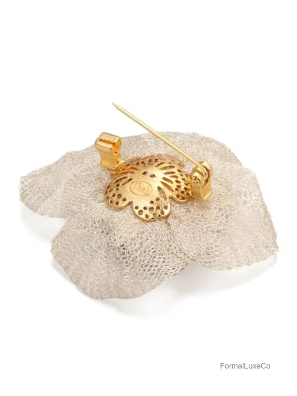 Handmade Copper Floral Brooch, Baroque Pearl & Cubic Zirconia Vintage Pin